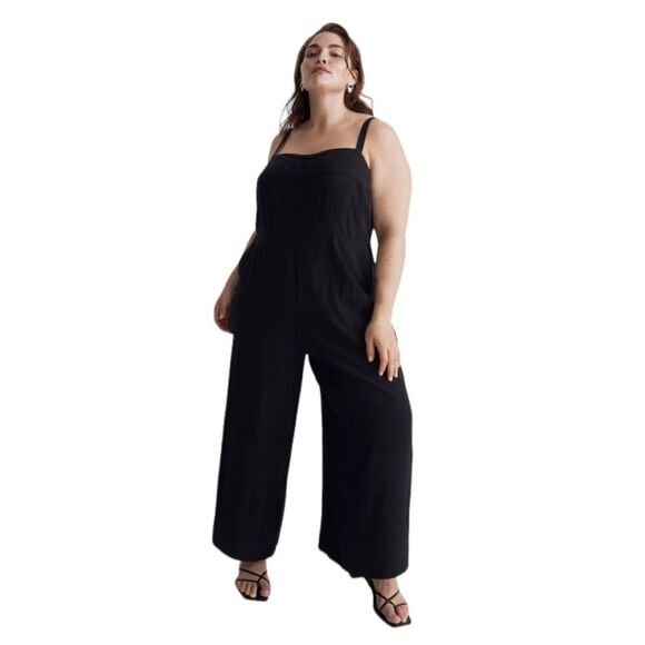 Madewell Plus Square-Neck Wide-Leg Sleeveless Jumpsuit Womens Size 28W Black - Picture 12 of 13